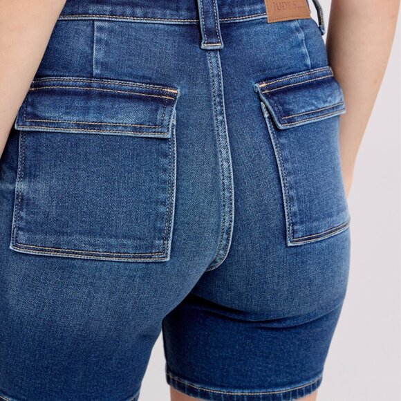 Judy Blue Full Size‎ High Waist Bermudas Jeans W/ Back Flap Pockets Plus Size - Picture 10 of 10